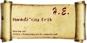 Hankóczy Erik névjegykártya